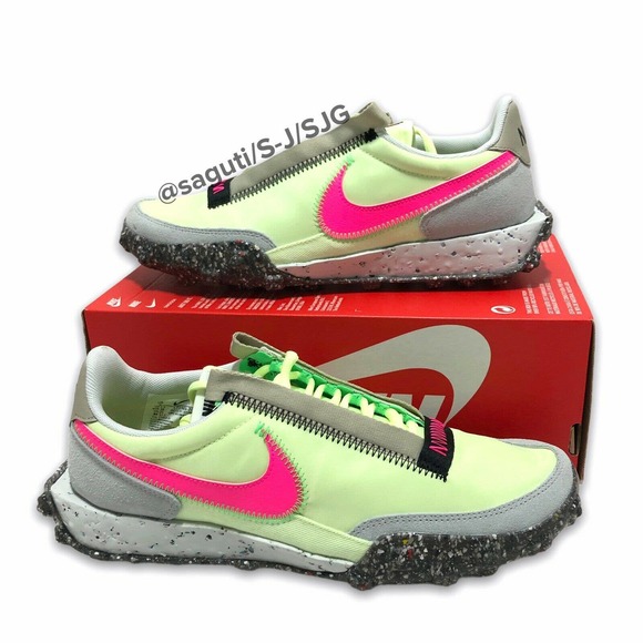 Nike Waffle Racer Crater Barely Volt Pink Blast Shoes Women’s Size 7 CT1983-700 - Picture 1 of 11